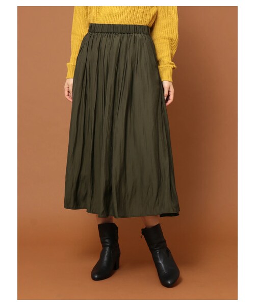 Green　Parks（グリーンパークス）の「ギャザーロングスカート（スカート・ブラック/ベージュ/カーキ/パープル・F）」の16枚目の写真