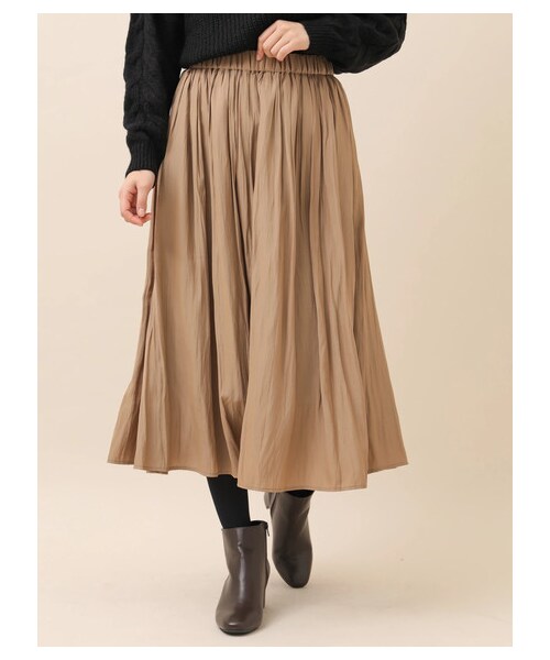 Green　Parks（グリーンパークス）の「ギャザーロングスカート（スカート・ブラック/ベージュ/カーキ/パープル・F）」の15枚目の写真