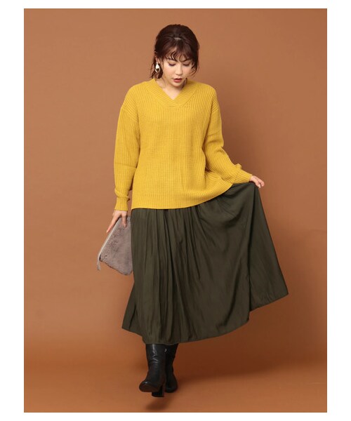 Green　Parks（グリーンパークス）の「ギャザーロングスカート（スカート・ブラック/ベージュ/カーキ/パープル・F）」の2枚目の写真