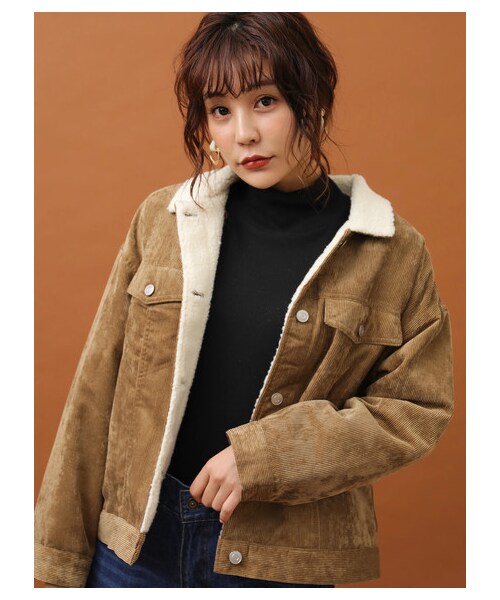 Green　Parks（グリーンパークス）の「コーデュロイブルゾン（ジャケット/アウター・ブラウン/キャメル/ネイビー・F）」の2枚目の写真