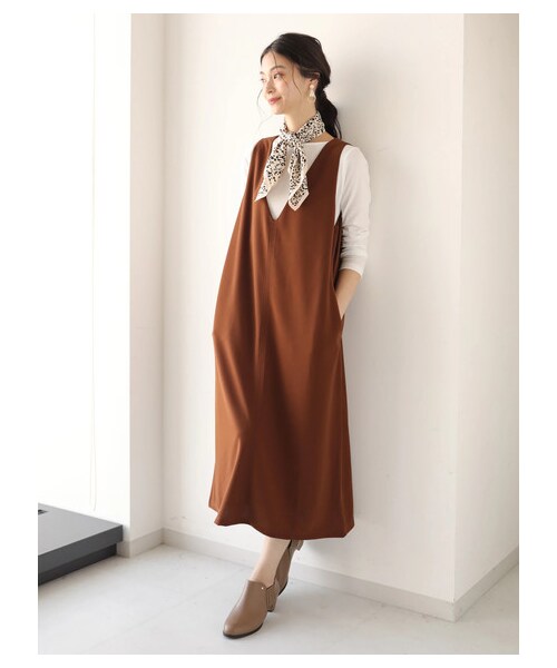 Green Parks グリーン パークス グリーンパークス の Special Price Set2点 天竺インナー Vネックワンピース ワンピース ドレス Wear