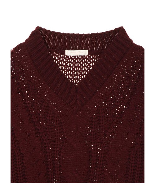 Green　Parks（グリーンパークス）の「ざっくりニットプルオーバー（トップス・ボルドー/ライトベージュ/ネイビー・F）」の9枚目の写真