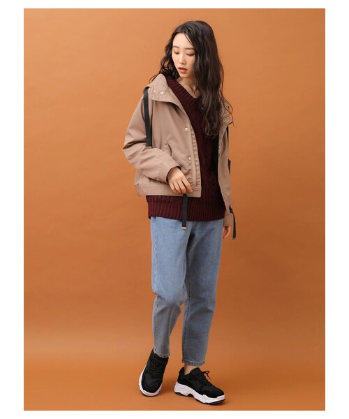 Green　Parks（グリーンパークス）の「ざっくりニットプルオーバー（トップス・ボルドー/ライトベージュ/ネイビー・F）」の2枚目の写真