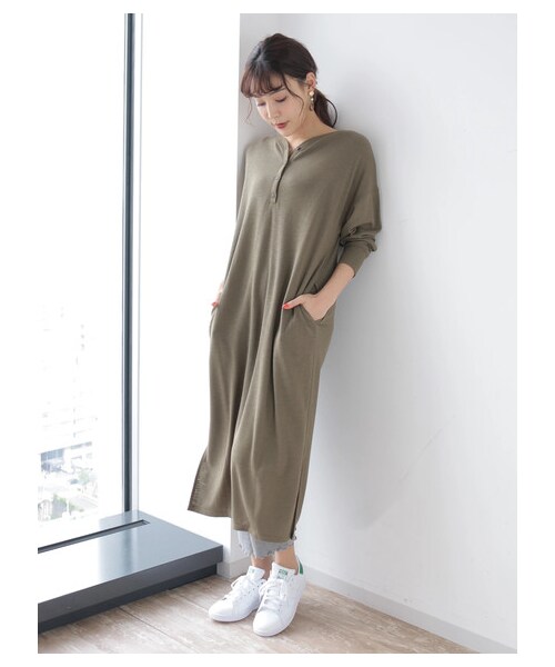 Green Parks(グリーンパークス)の「【Special Price】リブレギンスワイドパンツ(レッグウェア・杢グレー/ブラック/ライトベージュ/モカ・F)」の4枚目の写真