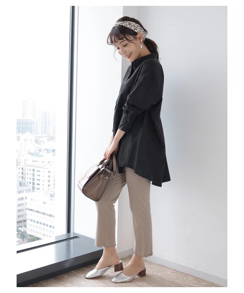 Green Parks(グリーンパークス)の「【Special Price】リブレギンスワイドパンツ(レッグウェア・杢グレー/ブラック/ライトベージュ/モカ・F)」の3枚目の写真