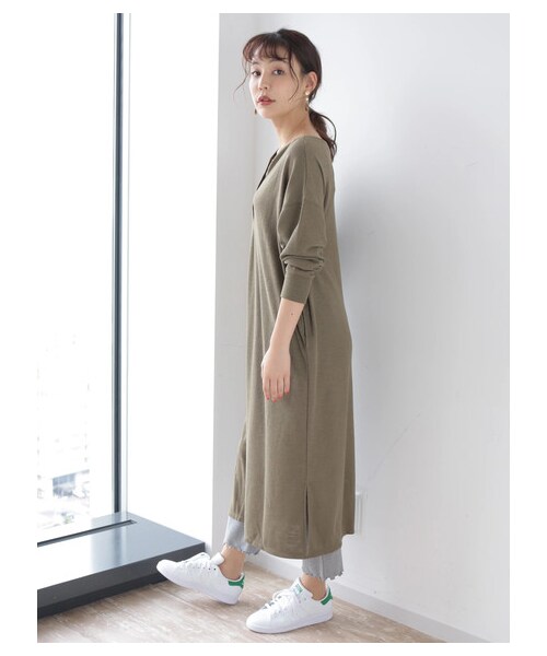 Green Parks(グリーンパークス)の「【Special Price】リブレギンスワイドパンツ(レッグウェア・杢グレー/ブラック/ライトベージュ/モカ・F)」の6枚目の写真