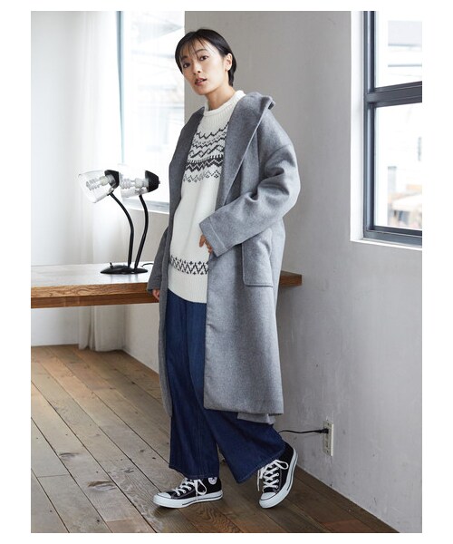 AMERICAN HOLIC（アメリカンホリック）の「【Special Price】パッチポケットガウン風コート（ジャケット/アウター・杢グレー/ブラック/キャメル・M/L）」の6枚目の写真