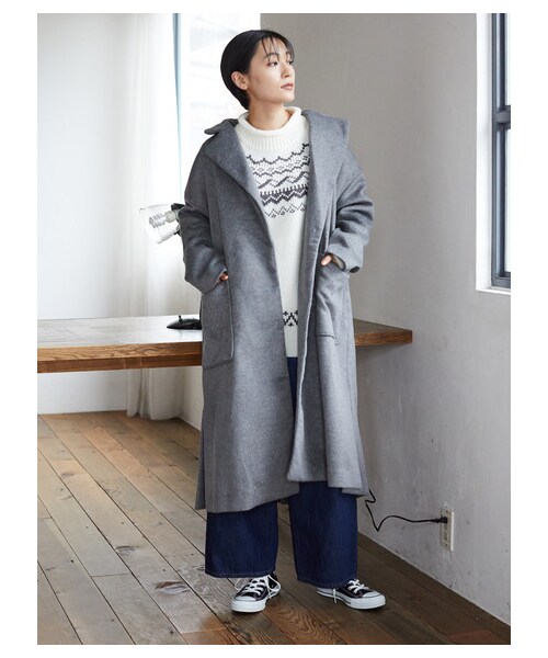 AMERICAN HOLIC（アメリカンホリック）の「【Special Price】パッチポケットガウン風コート（ジャケット/アウター・杢グレー/ブラック/キャメル・M/L）」の16枚目の写真