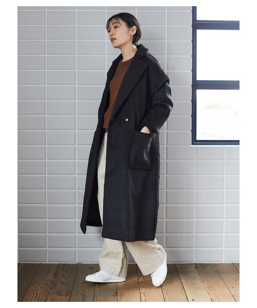 AMERICAN HOLIC（アメリカンホリック）の「【Special Price】パッチポケットガウン風コート（ジャケット/アウター・杢グレー/ブラック/キャメル・M/L）」の4枚目の写真