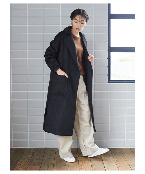 AMERICAN HOLIC（アメリカンホリック）の「【Special Price】パッチポケットガウン風コート（ジャケット/アウター・杢グレー/ブラック/キャメル・M/L）」の2枚目の写真