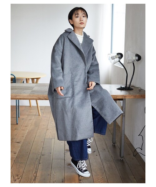 AMERICAN HOLIC（アメリカンホリック）の「【Special Price】パッチポケットガウン風コート（ジャケット/アウター・杢グレー/ブラック/キャメル・M/L）」の7枚目の写真