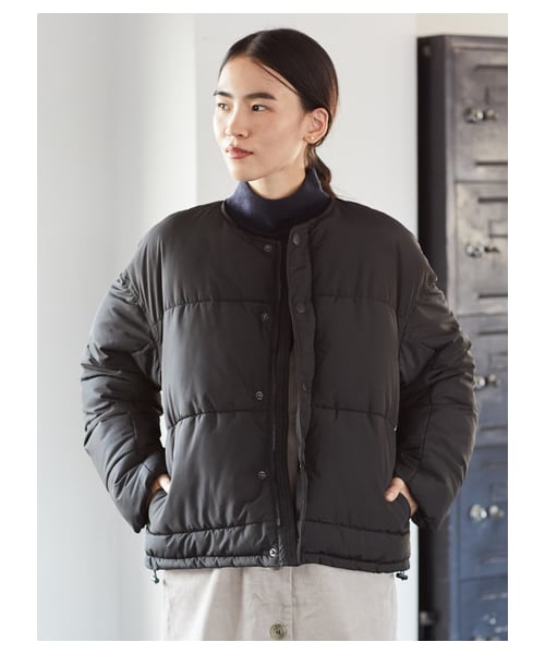 AMERI アメリ 中綿キルティング ショートコート ブラック 2WAY LEAF PATTERN QUILTING COAT（MA-1）｜Ameri（アメリ）の