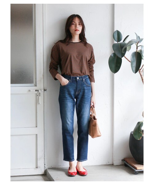 AMERICAN HOLIC(アメリカンホリック)の「【Special Price】2WAY衿リブカットプルオーバー(トップス・チャコールグレー/グレーベージュ/ボーダーネイビー/ボーダーグレー/ボーダーブラック・M/L)」の2枚目の写真