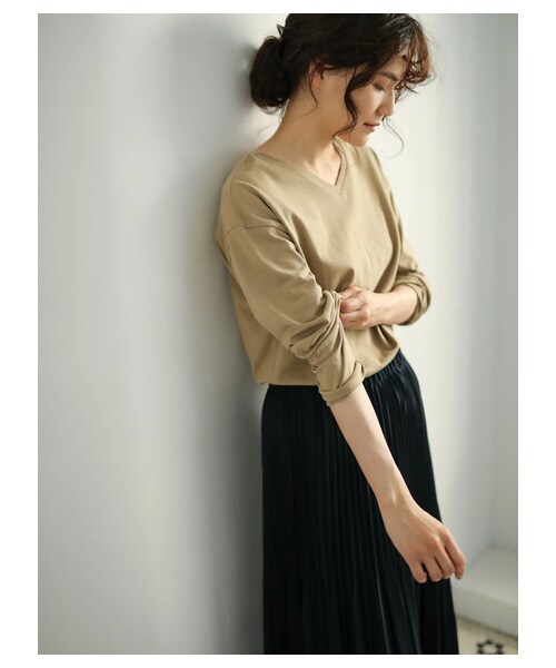 AMERICAN HOLIC(アメリカンホリック)の「【Special Price】2WAY衿リブカットプルオーバー(トップス・チャコールグレー/グレーベージュ/ボーダーネイビー/ボーダーグレー/ボーダーブラック・M/L)」の12枚目の写真