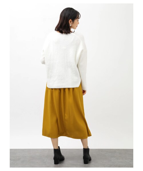 earth music&ecology（アースミュージックアンドエコロジー）の「レンチング™EV洗えるあったかスカート（スカート・ブラック/ベージュ/マスタード/ダークグリーン/チェックレッド/チェックネイビー/チェックブラウン/チェックブラック・F）」の9枚目の写真