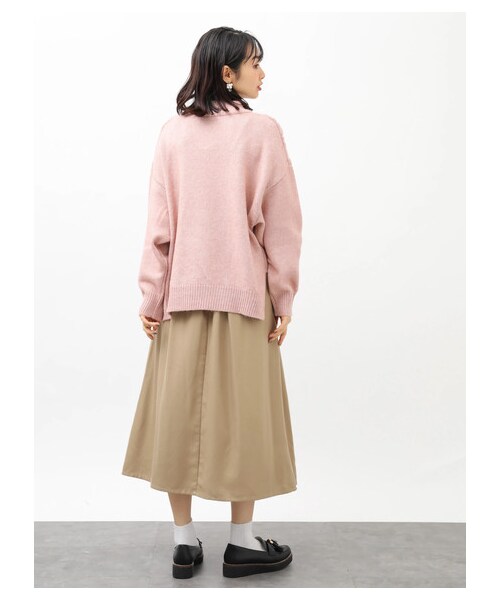 earth music&ecology（アースミュージックアンドエコロジー）の「レンチング™EV洗えるあったかスカート（スカート・ブラック/ベージュ/マスタード/ダークグリーン/チェックレッド/チェックネイビー/チェックブラウン/チェックブラック・F）」の5枚目の写真