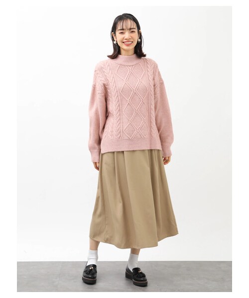 earth music&ecology（アースミュージックアンドエコロジー）の「レンチング™EV洗えるあったかスカート（スカート・ブラック/ベージュ/マスタード/ダークグリーン/チェックレッド/チェックネイビー/チェックブラウン/チェックブラック・F）」の3枚目の写真