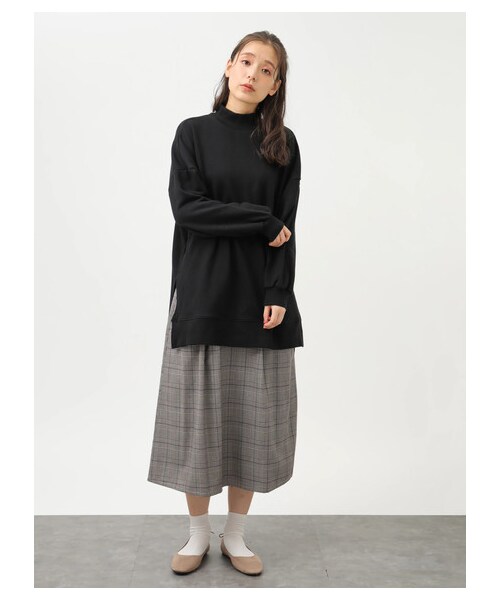 earth music&ecology（アースミュージックアンドエコロジー）の「レンチング™EV洗えるあったかスカート（スカート・ブラック/ベージュ/マスタード/ダークグリーン/チェックレッド/チェックネイビー/チェックブラウン/チェックブラック・F）」の11枚目の写真