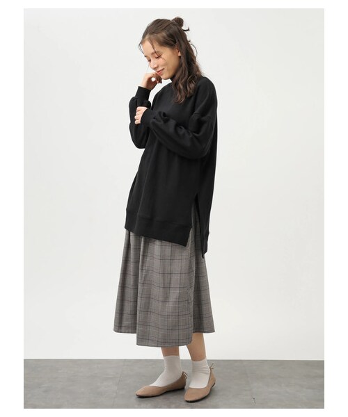 earth music&ecology（アースミュージックアンドエコロジー）の「レンチング™EV洗えるあったかスカート（スカート・ブラック/ベージュ/マスタード/ダークグリーン/チェックレッド/チェックネイビー/チェックブラウン/チェックブラック・F）」の12枚目の写真