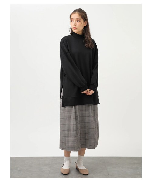 earth music&ecology（アースミュージックアンドエコロジー）の「レンチング™EV洗えるあったかスカート（スカート・ブラック/ベージュ/マスタード/ダークグリーン/チェックレッド/チェックネイビー/チェックブラウン/チェックブラック・F）」の10枚目の写真