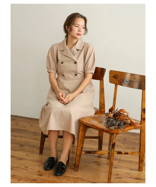 earth music&ecology（アースミュージックアンドエコロジー）の「【Special Price】ダブルブレストワンピース（ワンピース/ドレス・ベージュ/ブリックレッド/キャメル・F）」の16枚目の写真