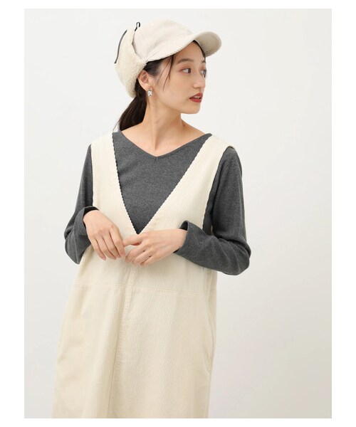 earth music&ecology（アースミュージックアンドエコロジー）の「Lee×eathボアキャップ（帽子・アイボリー/ピンク/ブラウン・F）」の2枚目の写真