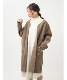 earth music&ecology | 【Special Price】フェイクムートンボアロングリバーシブルコート(ジャケット/アウター)
