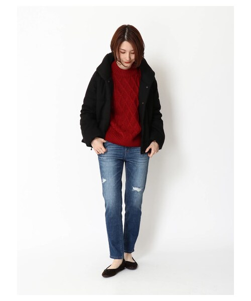 earth music&ecology（アースミュージックアンドエコロジー）の「【Special Price】ショールカラーショート中綿ブルゾン（ジャケット/アウター・ブラック/キャメル/ネイビー・M/L）」の11枚目の写真