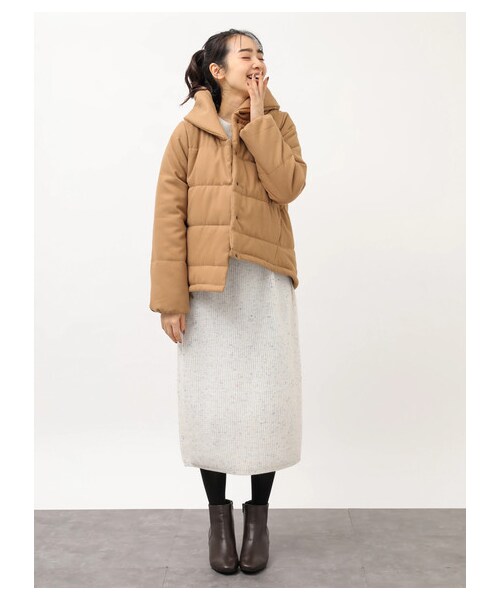 earth music&ecology（アースミュージックアンドエコロジー）の「【Special Price】ショールカラーショート中綿ブルゾン（ジャケット/アウター・ブラック/キャメル/ネイビー・M/L）」の7枚目の写真