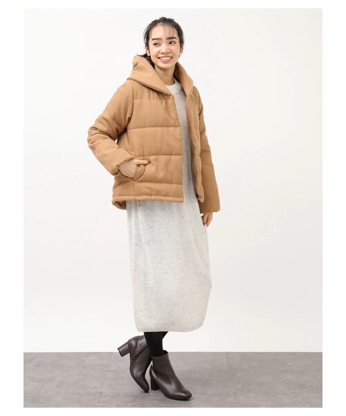 earth music&ecology（アースミュージックアンドエコロジー）の「【Special Price】ショールカラーショート中綿ブルゾン（ジャケット/アウター・ブラック/キャメル/ネイビー・M/L）」の8枚目の写真