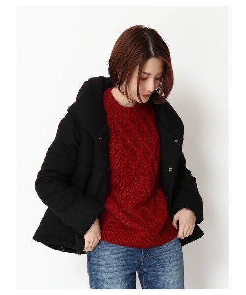 earth music&ecology（アースミュージックアンドエコロジー）の「【Special Price】ショールカラーショート中綿ブルゾン（ジャケット/アウター・ブラック/キャメル/ネイビー・M/L）」の12枚目の写真