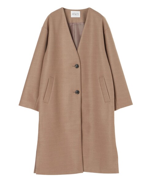 E hyphen world gallery（イーハイフンワールドギャラリー）の「【Special Price】ノーカラーロングコート（ジャケット/アウター・ブラック/ライトベージュ/ブラウン/ライトグリーン・F）」の11枚目の写真