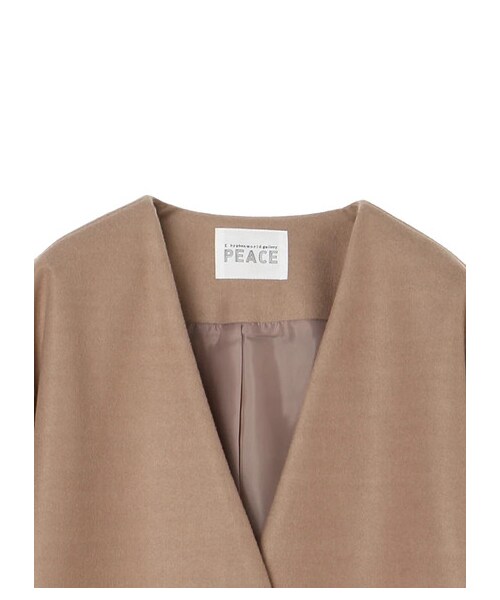 E hyphen world gallery（イーハイフンワールドギャラリー）の「【Special Price】ノーカラーロングコート（ジャケット/アウター・ブラック/ライトベージュ/ブラウン/ライトグリーン・F）」の6枚目の写真