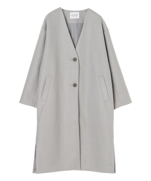 E hyphen world gallery（イーハイフンワールドギャラリー）の「【Special Price】ノーカラーロングコート（ジャケット/アウター・ブラック/ライトベージュ/ブラウン/ライトグリーン・F）」の12枚目の写真