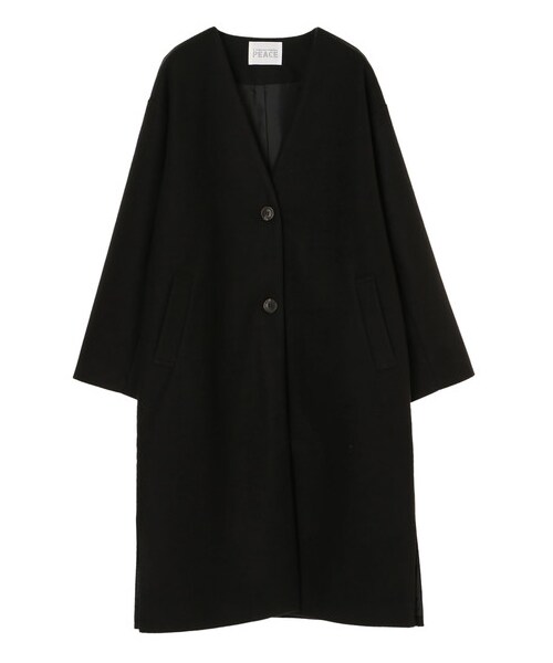 E hyphen world gallery（イーハイフンワールドギャラリー）の「【Special Price】ノーカラーロングコート（ジャケット/アウター・ブラック/ライトベージュ/ブラウン/ライトグリーン・F）」の13枚目の写真