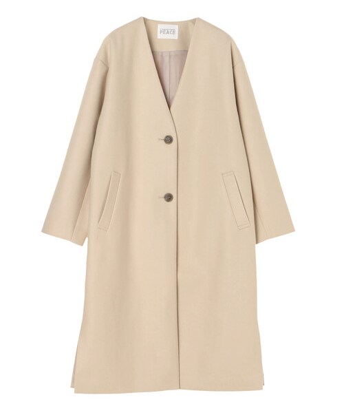 E hyphen world gallery（イーハイフンワールドギャラリー）の「【Special Price】ノーカラーロングコート（ジャケット/アウター・ブラック/ライトベージュ/ブラウン/ライトグリーン・F）」の10枚目の写真