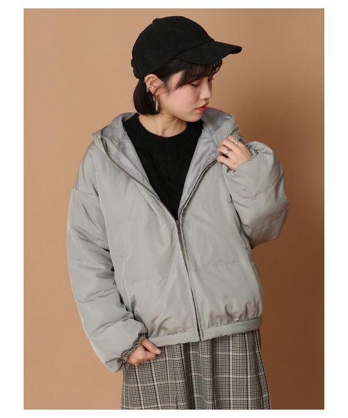 E hyphen world gallery（イーハイフンワールドギャラリー）の「中綿フードブルゾン2（ジャケット/アウター・ブラック/ライトベージュ/ライトグリーン/ライトパープル・F）」の18枚目の写真