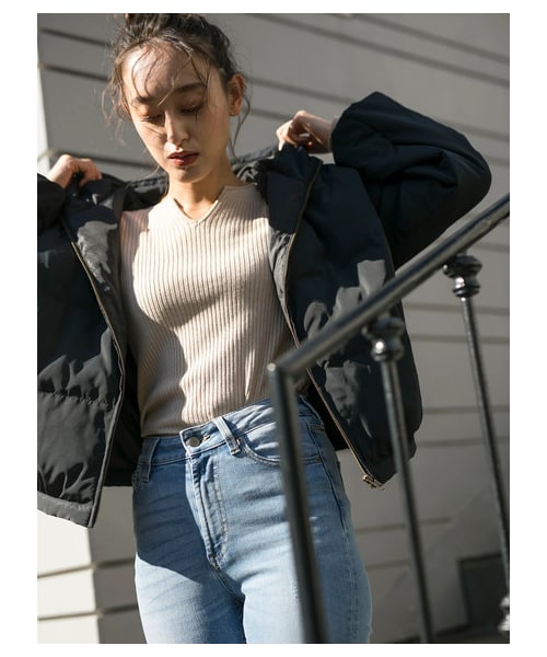 E hyphen world gallery（イーハイフンワールドギャラリー）の「中綿フードブルゾン2（ジャケット/アウター・ブラック/ライトベージュ/ライトグリーン/ライトパープル・F）」の16枚目の写真