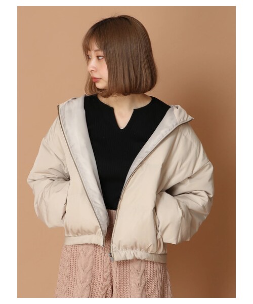 E hyphen world gallery（イーハイフンワールドギャラリー）の「中綿フードブルゾン2（ジャケット/アウター・ブラック/ライトベージュ/ライトグリーン/ライトパープル・F）」の17枚目の写真