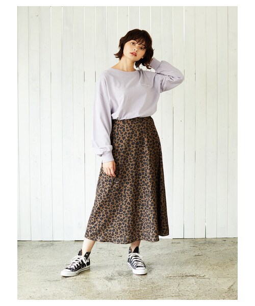 E hyphen world gallery（イーハイフンワールドギャラリー）の「Hello Kitty レオパードスカート（スカート・アイボリー/ブラウン・F）」の5枚目の写真