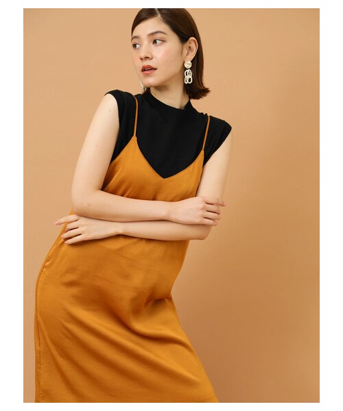 YECCA VECCA（イェッカヴェッカ）の「【Special Price】【WEB限定プライス】サテンキャミワンピース（ワンピース/ドレス・ブラック/ベージュ/マスタード・F）」の7枚目の写真