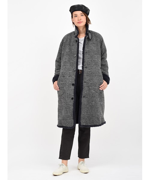 45R シェットランドニットとボアのコート 45R - お値下げ 45R シェットランドニットとボアのコート リバーシブル