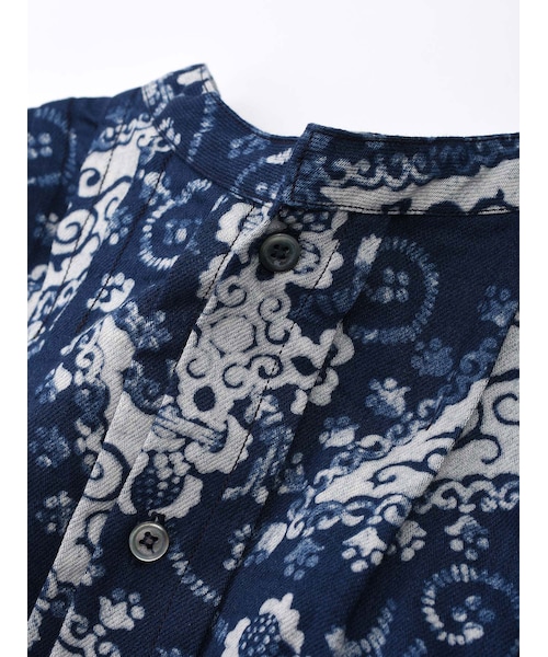 美品　45R 納戸納戸デニムのインディゴブラウス 45rpm - 45R 45R刺繍の納戸デニムパンツ 26 ダークインディゴ