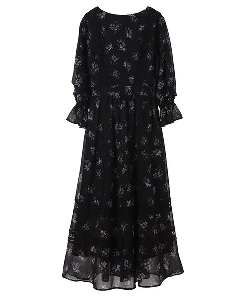 31 Sons de mode（トランテアン　ソン　ドゥ　モード）の「フラワープリントレース切替ワンピース（ワンピース/ドレス・レディース・ブラック/オフホワイト・36/38）」の11枚目の写真