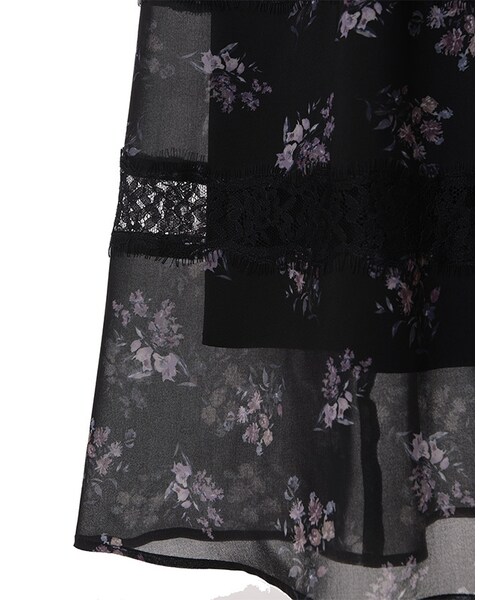 31 Sons de mode（トランテアン　ソン　ドゥ　モード）の「フラワープリントレース切替ワンピース（ワンピース/ドレス・レディース・ブラック/オフホワイト・36/38）」の10枚目の写真