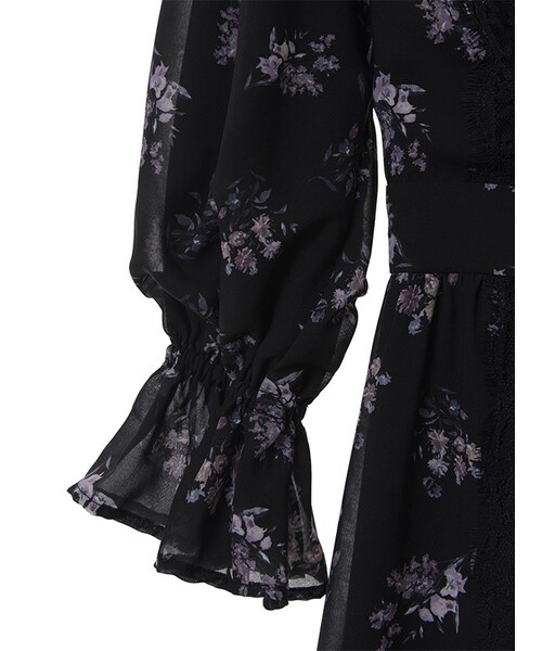 31 Sons de mode（トランテアン　ソン　ドゥ　モード）の「フラワープリントレース切替ワンピース（ワンピース/ドレス・レディース・ブラック/オフホワイト・36/38）」の8枚目の写真