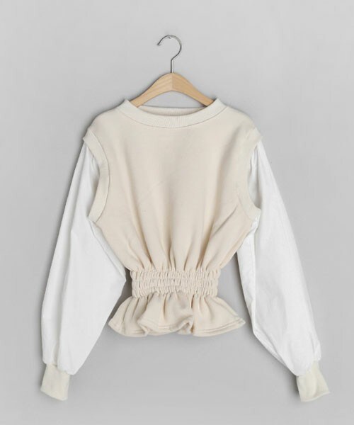 DHOLIC(ディーホリック)の「裏起毛コントラストスウェット(スウェット・レディース・ホワイト/ブラック/ベージュ・FREE)」の1枚目の写真