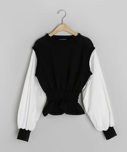 DHOLIC(ディーホリック)の「裏起毛コントラストスウェット(スウェット・レディース・ホワイト/ブラック/ベージュ・FREE)」の2枚目の写真