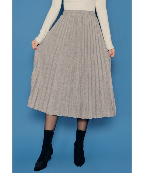HOTPING(ホッピン)の「メランジカラープリーツニットロングスカート(スカート・レディース・Beige/Black/Grey・フリーサイズ)」の3枚目の写真