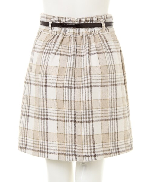 INGNI（イング）の「ベルト付きチェック柄台形／スカート（スカート・レディース・ｱｲﾎﾞﾘｰ/ｺﾝ/ﾍﾞｰｼﾞｭ・M）」の2枚目の写真